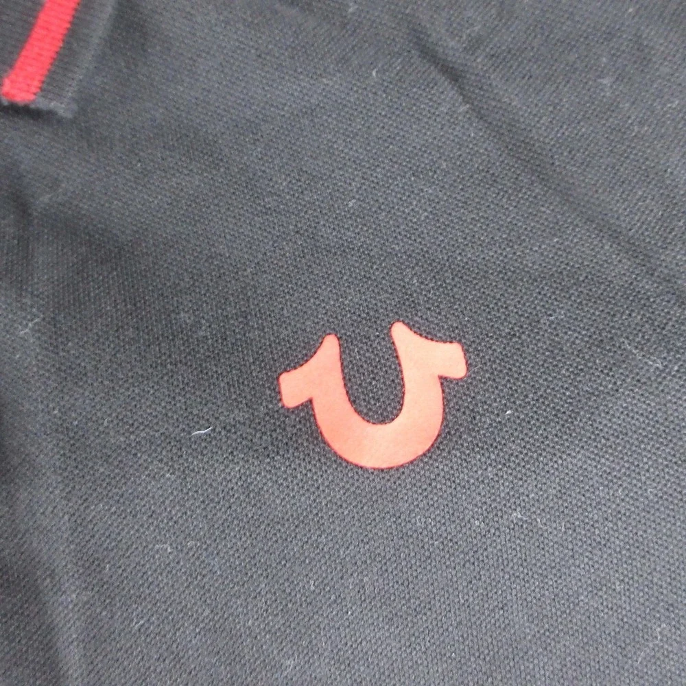 True Religion Polo Shirt Mens 3XL Black Short Sleeve Crafted With Pride Logo
